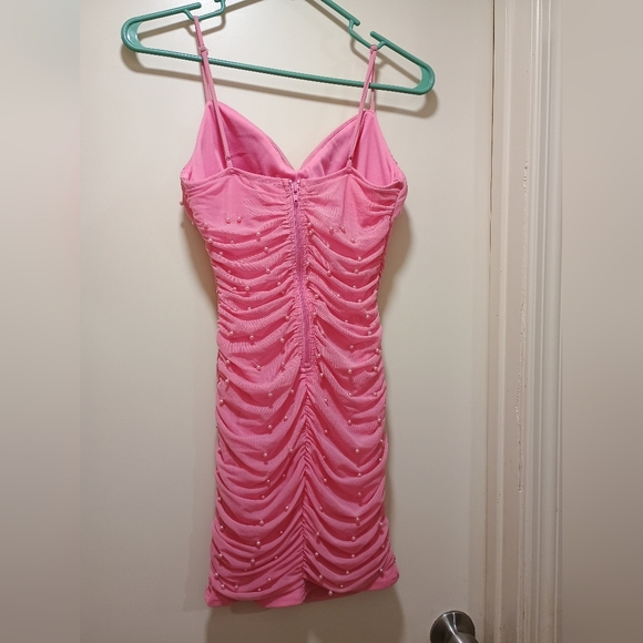 Privy Noel Pearl Mesh Ruched Mini Dress - Picture 2 of 3